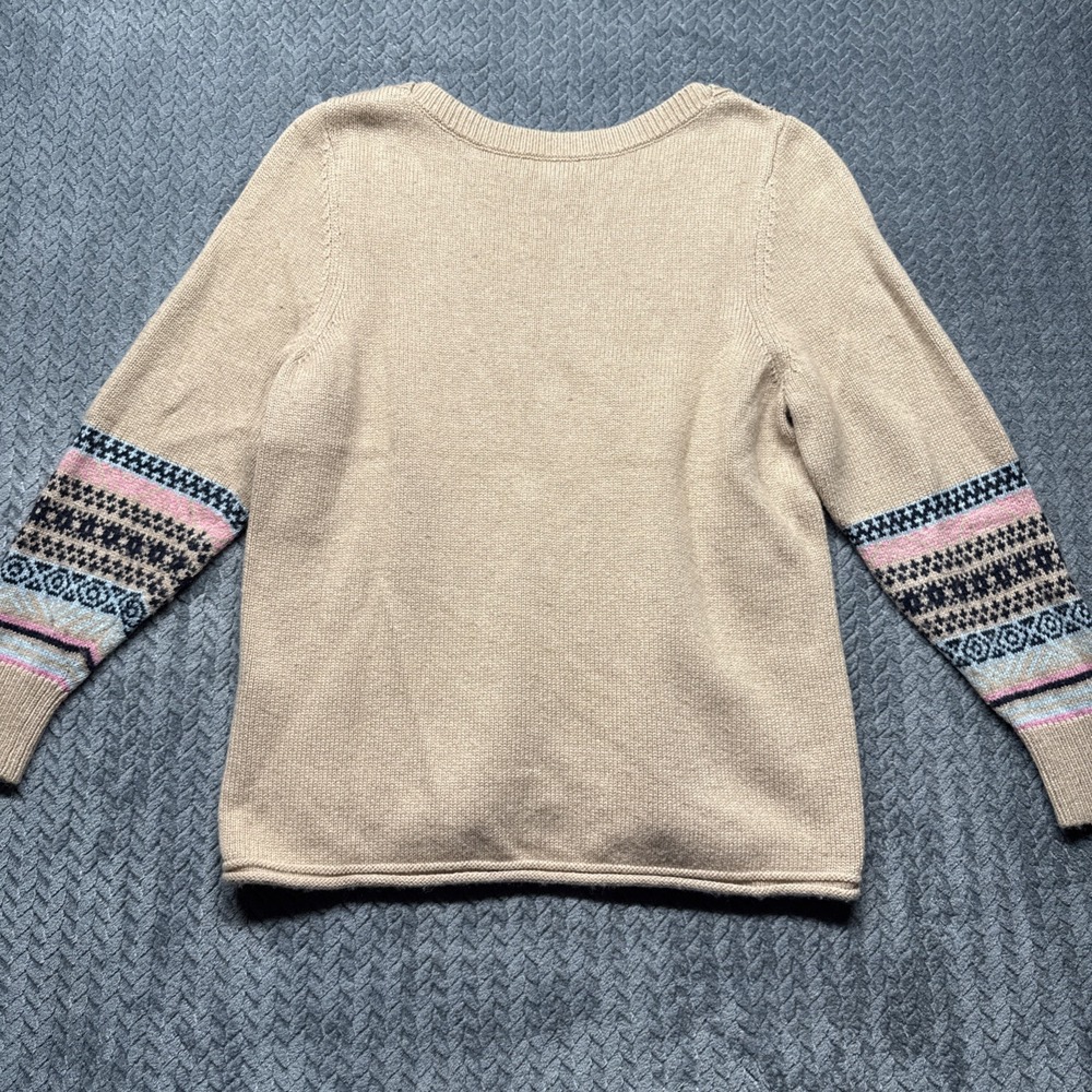 Sundance Beige & Black Patterned Crewneck Sweater with Pink Accent - Picture 5 of 7